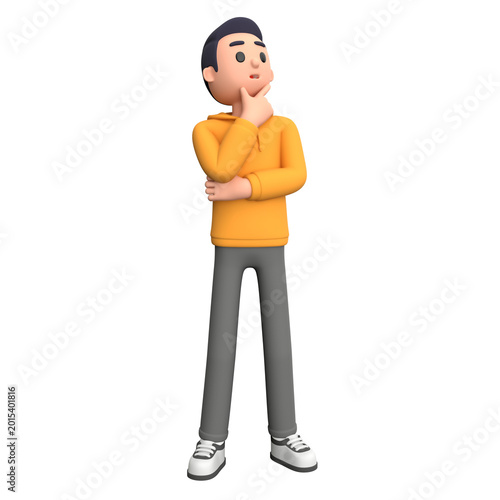 Canvas Print Stylized 3d man thinking or having an idea