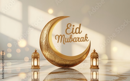 Golden textured crescent moon with 