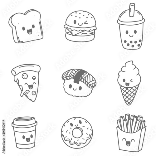 fast food icons, food character 