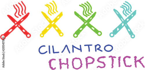 Fotografía Unique Crayon box cilantro chopstick illustrations inspired by Asian food culture in crayon nobody doodle art style