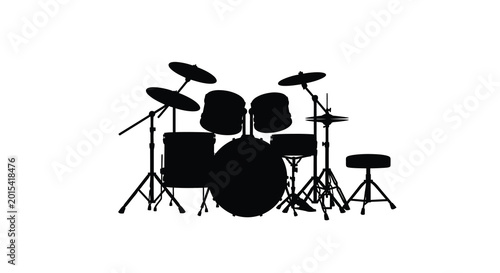 Cuadro en lienzo Drum kit silhouette against a white background