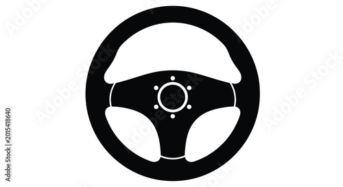 Steering wheel icon black and white silhouette