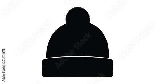 Photos Black knit beanie with pompom silhouette high quality