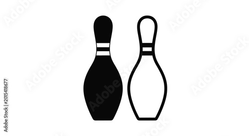 Bowling pins in black silhouette against a white background