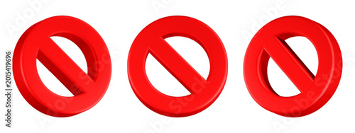 stop / forbidden icon, 3D render, red color