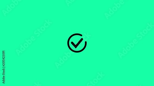Modern checkmark icon animation video. Verified mark isolated in circle on green screen.4k video