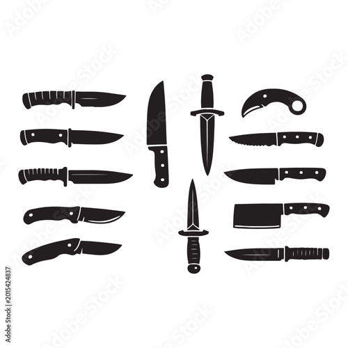 Tableau sur toile Knife Set Silhouette Collection Vector
