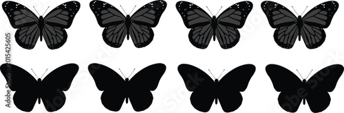 Bild auf Leinwand Monarch butterfly silhouettes set
