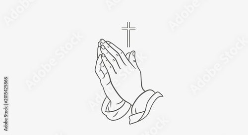 Schilderij op canvas Praying hands with a cross symbol.