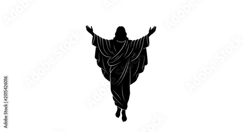 Tableau sur toile Silhouette of Jesus Christ with outstretched arms.
