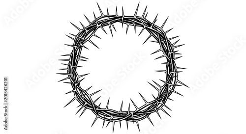 Cuadro en lienzo A circle of barbed wire with sharp spikes.