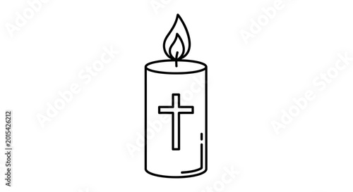 Foto A lit candle with a cross symbol.
