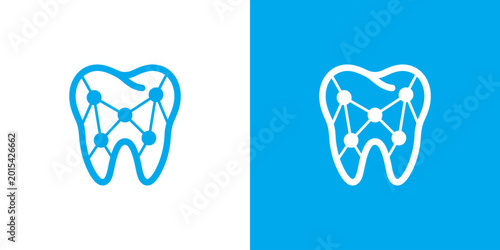 Dental tech logo design template with geometric line abstract dental logo graphic design vector illustration. Symbol, icon, creative.