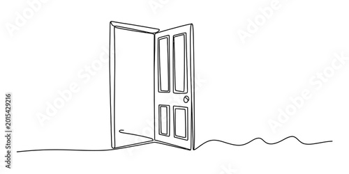 Canvas Print Open door line drawing, simple and modern, inviting new opportunities and choice