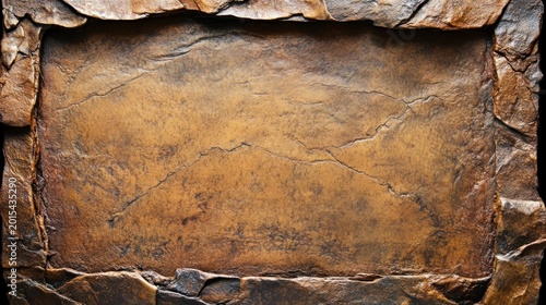 Cracked stone frame and surface texture background with natural aesthetic