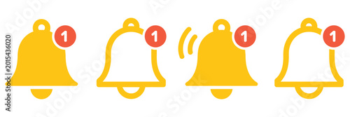 Bild auf Leinwand Notification bells icon set showing ringing bell alarm notification indicator fo