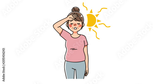 Konstfotografi Vector illustration of a woman feeling unwell due to excessive heat exposure fro
