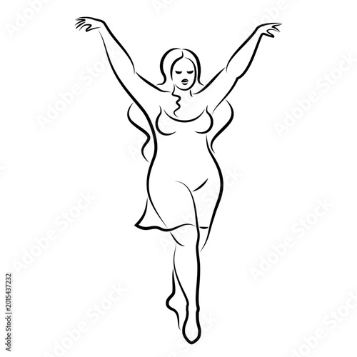 Silhouette figure of a slender woman. The girl is standing. The lady is full of beauty and sexuality. girl is overweight vector illustration.