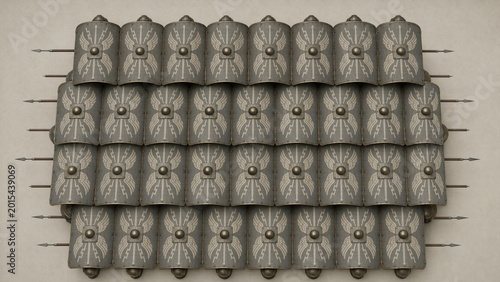 legionary. Geometric pattern of overlapping Roman shields in testudo formation. event programs, museum guides, designed for cultural heritage projects and event programs.