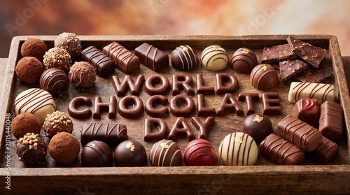 chocolate, sweet, earth, valentine, celebrate, event, international, banner, candy, cocoa, dark, eat, gift, holiday, milk, sugar, brown, cooking, day, delicious, dessert, food, tasty, wooden, chocolat