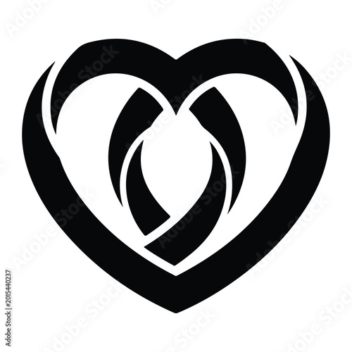 Black heart-shaped symbol with intertwined curves