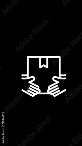 Animated Icon of Hands Receiving a Package for Delivery and Shipping Concepts