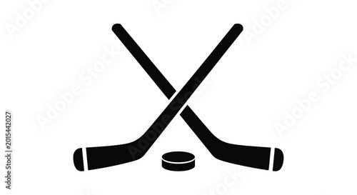Fotografie Silhouette of crossed ice hockey sticks and puck