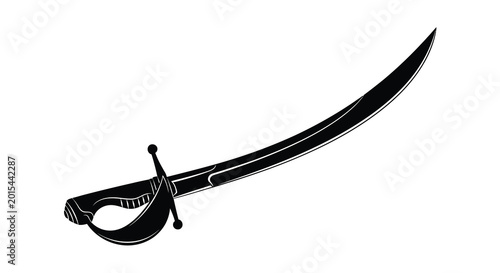 Tableau sur toile Elegant pirate cutlass silhouette historical weaponry illustration for design pr