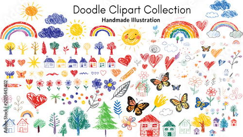 Doodle clipart collection with handmade illustrations illustration handdrawn collection childish