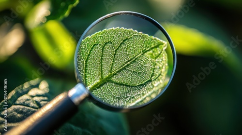 Magnified green leaf closeup nature study