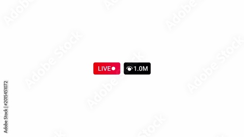 Live streaming views counter animation with transparent background