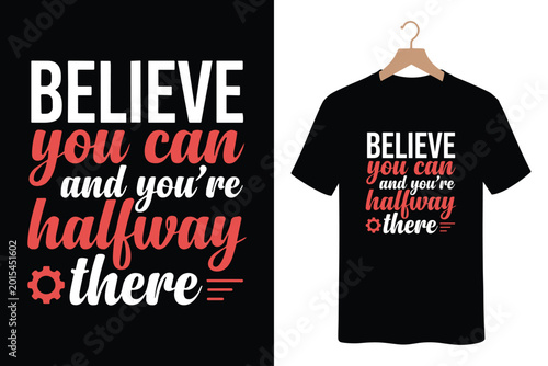 Εκτύπωση καμβά Believe you can and you are halfway there inspirational quote with gear icon for