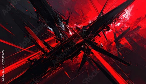 Dark Abstract Red Background with Sharp Objects.