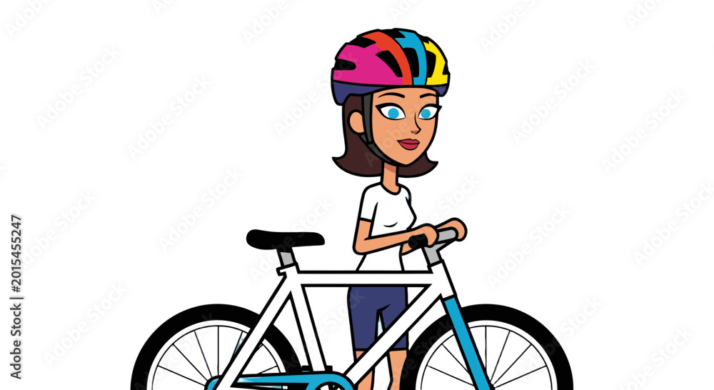 Fototapeta premium woman riding a bicycle colorful vector illustration on a white background high quality professional detailed modern elegant stylish clean crisp vibrant digital creative