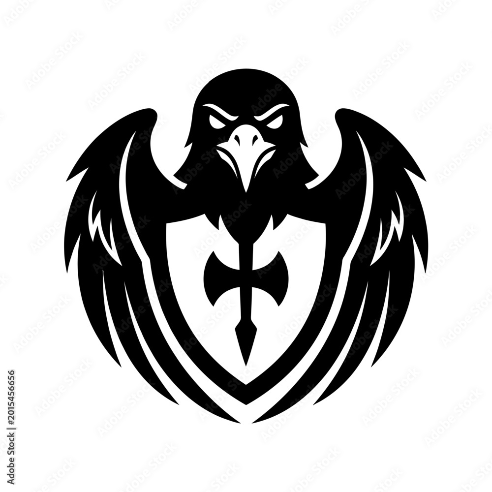 Fototapeta premium Winged knight shield helmet emblem