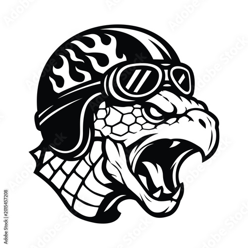 Turtle Racer with Vintage Biker Helmet Vector Art
