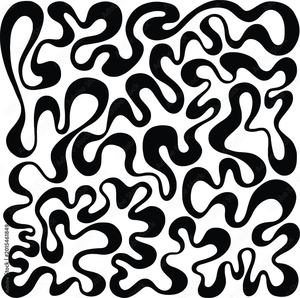 Obraz premium Abstract organic fluid black shapes modern seamless pattern design