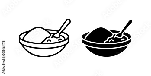 Photos Bowl of Powdered Sugar Icons, Sweet Ingredient Vector Graphics
