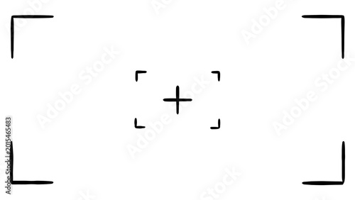Transparent crosshair design element with target focus marks for photo and video camera viewfinder user interface and aiming concept overlay