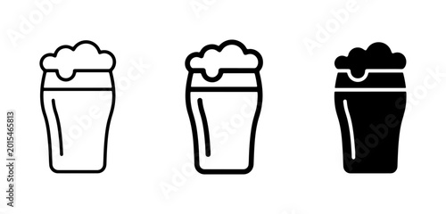 Tableau sur toile Beer Glass Icons: Outline, Line Art, Solid Fill Styles