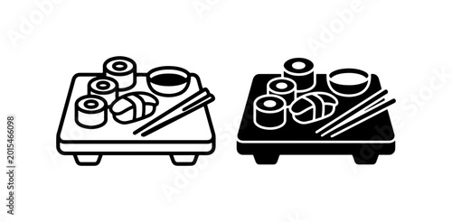Fotografía Sushi Set Vector Icons, Japanese Food Illustration, Asian Cuisine Graphics
