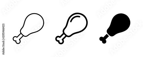 Chicken Leg Icons: Outline, Line Art, Solid Fill Vector Graphics