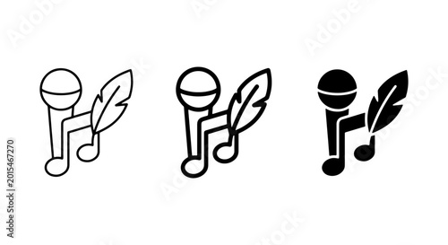 Foto Microphone and Feather Icons: Songwriting, Poetry, and Creative Writing Symbols