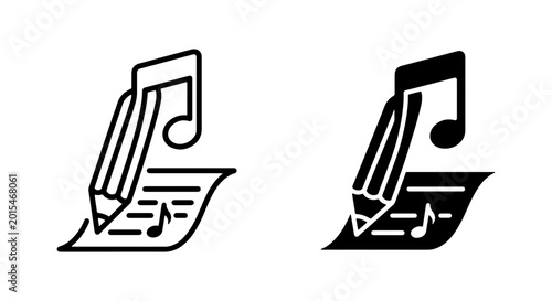 Bild auf Leinwand Music Notation Writing, Songwriting Icon Set, Creative Process Vector Art