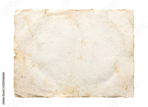Foto Vintage blank stained paper sheet isolated on transparent background