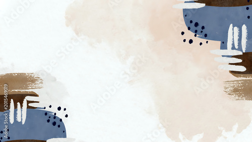 Canvastavla Modern abstract background with hand-painted brush strokes in earthy and calm bl