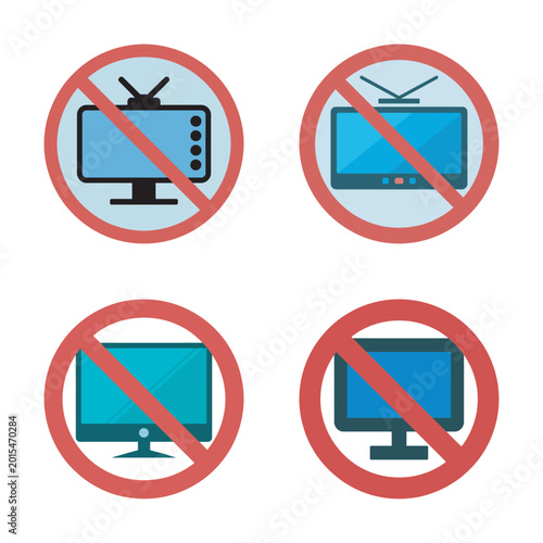 No television or broadcast signs, ban on watching screen icons. Free Download No television or broadcast signs, ban on watching screen icons. - GFXLoad