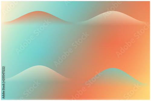 Abstract Grainy Gradient Background with Stylized Hills in Teal and Orange Tones