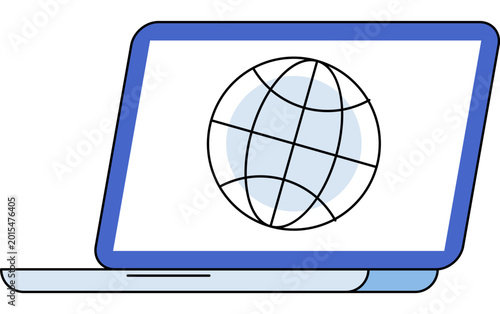 Schilderij op canvas Laptop with globe icon vector illustration