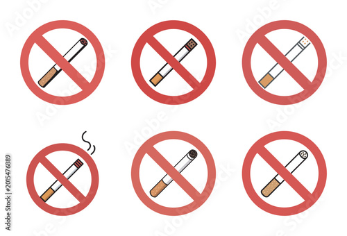 Free Download Cigarette smoking ban icons with different tobacco product designs. - GFXLoad